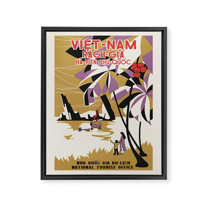 Vietnam Vintage Asian Travel Poster, 1950s Framed Canvas Print Gallery Image 1
