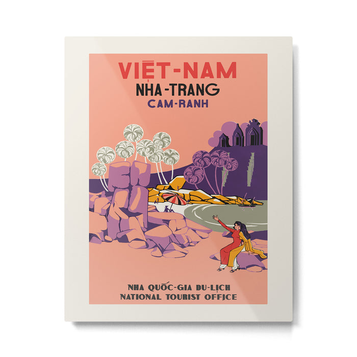 Vietnam Vintage Travel Poster,  1950s Metal Print Gallery Image 1