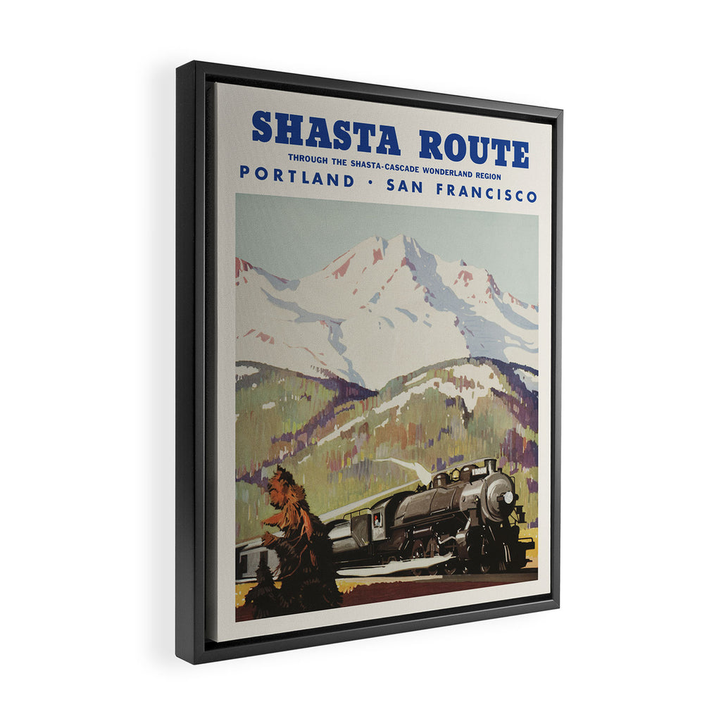 Vintage American Travel Poster - Shasta Route, 1950 Framed Canvas Print Gallery Image 2