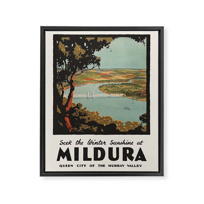 Vintage Australian travel poster - Winter Sunshine at Mildura Framed Canvas Print Gallery Image 6