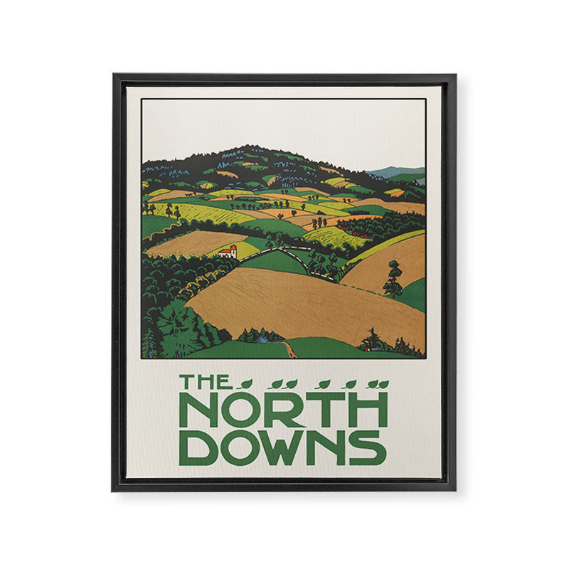 Vintage English Travel Poster - The North Downs, 1916 Framed Canvas Print Gallery Image 6