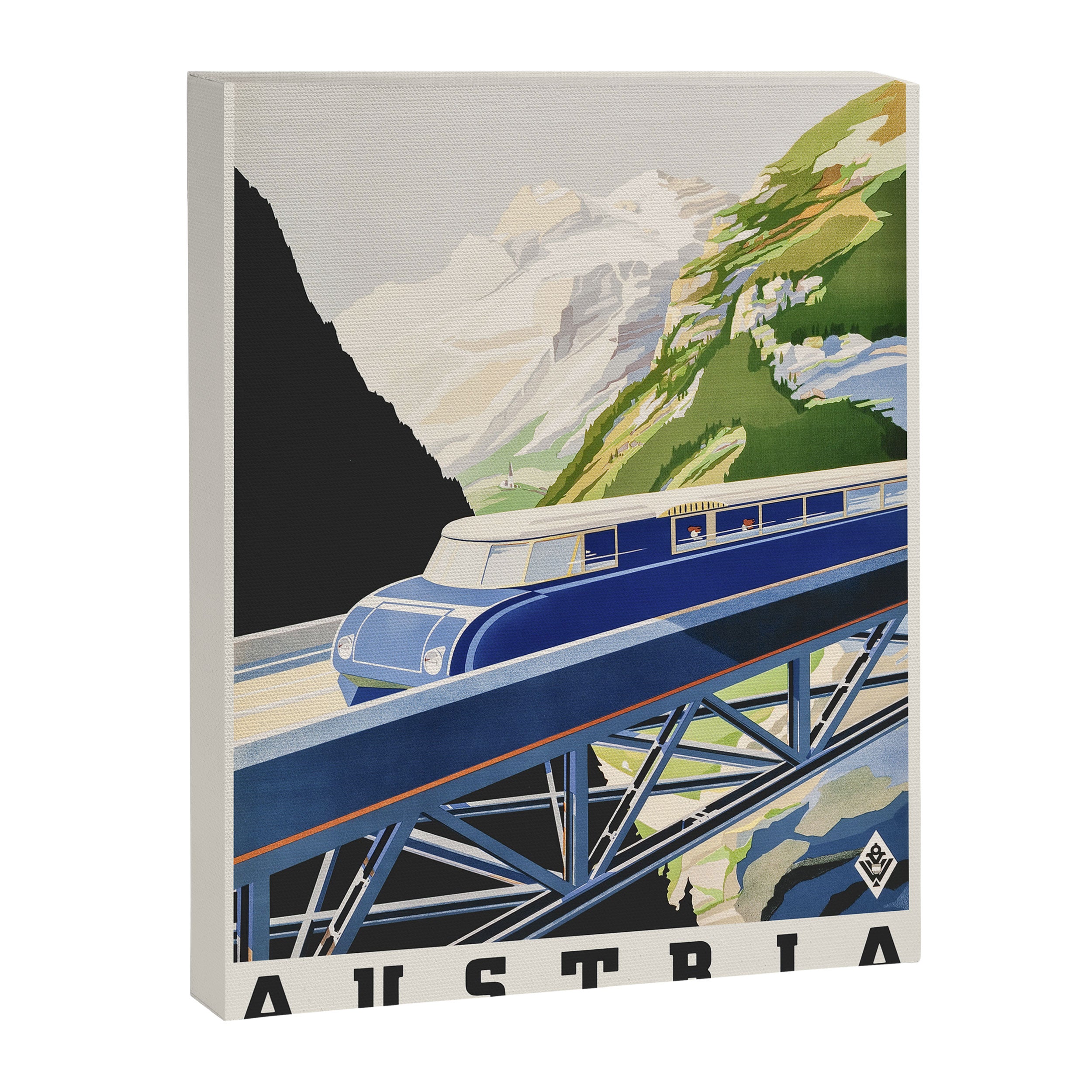 Vintage Railway Poster Austria Alps, 1930s Canvas Print Gallery Image 6