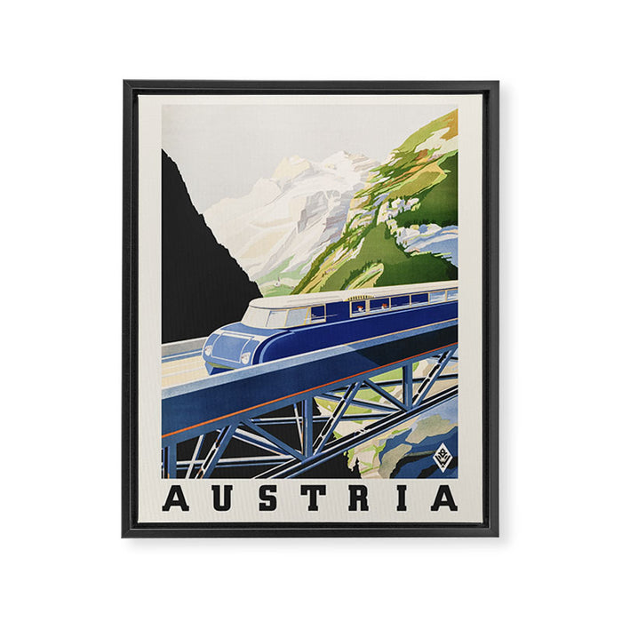 Vintage Railway Poster Austria Alps, 1930s Framed Canvas Print Gallery Image 1