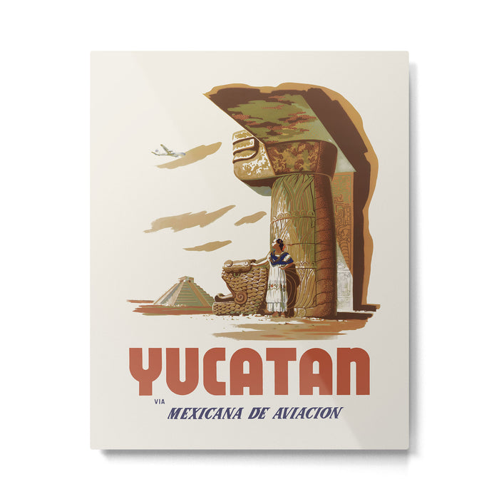 Yucatan Vintage Mexican Travel Poster, 1950s Metal Print Gallery Image 1