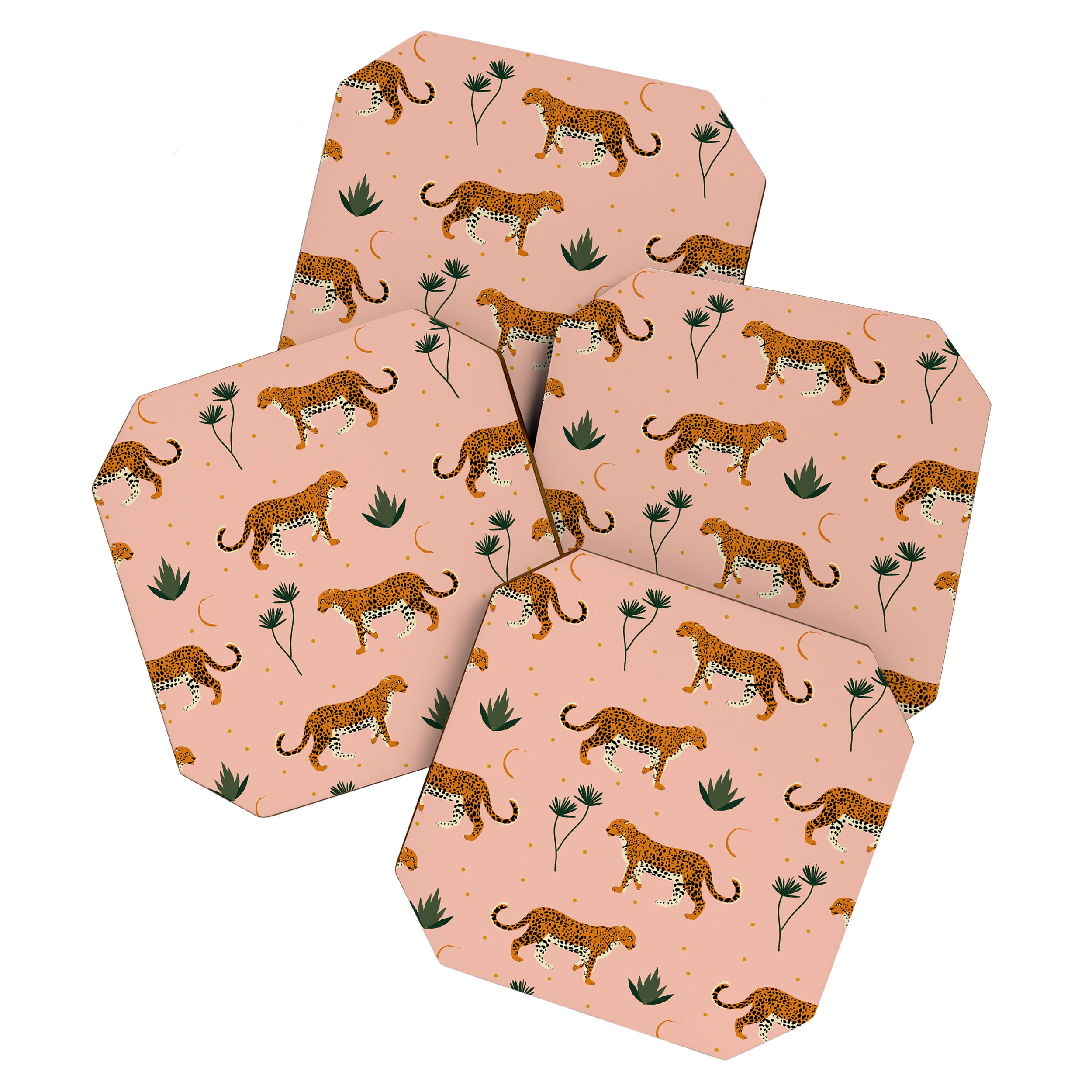Big Cat pattern Softpink Coaster Gallery Image 1
