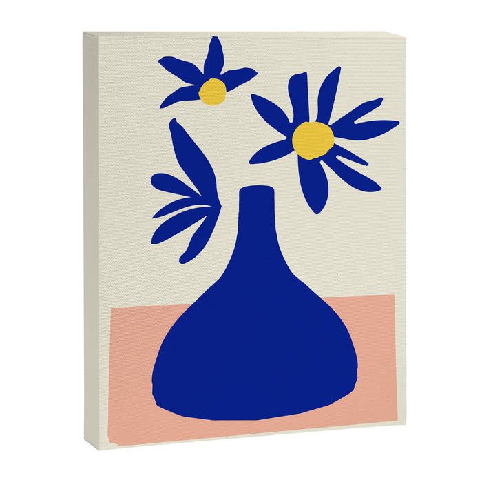 Blue Jar over pink table Canvas Print Gallery Image 1