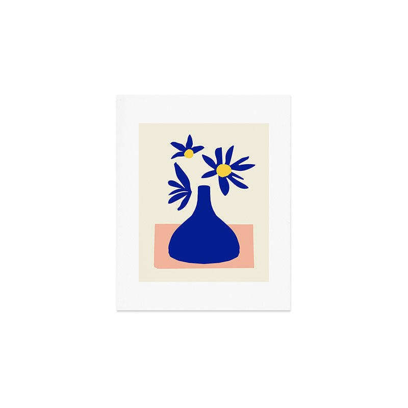 Blue Jar over pink table Art Print Gallery Image 1