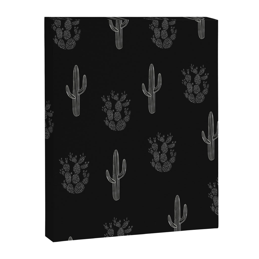 Cactus Pattern Black Canvas Print Gallery Image 6