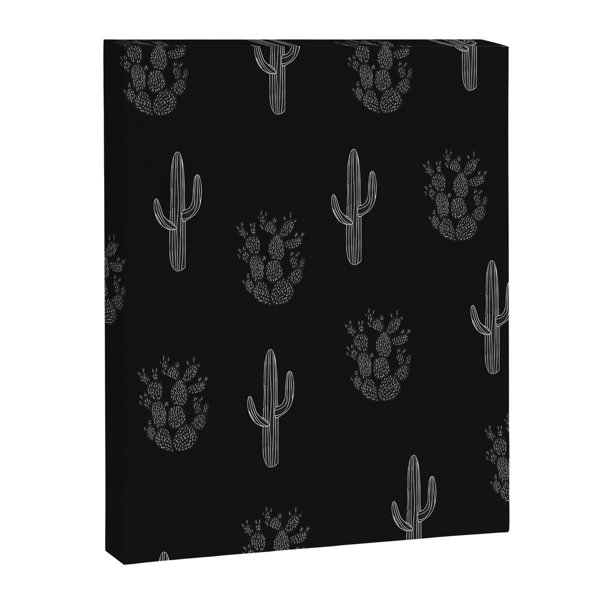 Cactus Pattern Black Canvas Print Gallery Image 6