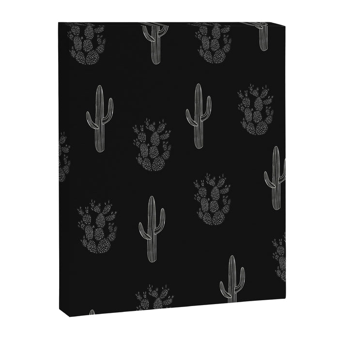 Cactus Pattern Black Canvas Print Gallery Image 1