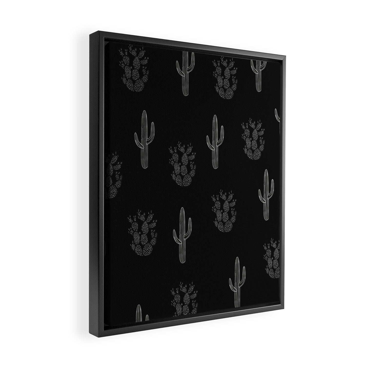 Cactus Pattern Black Framed Canvas Print Gallery Image 2