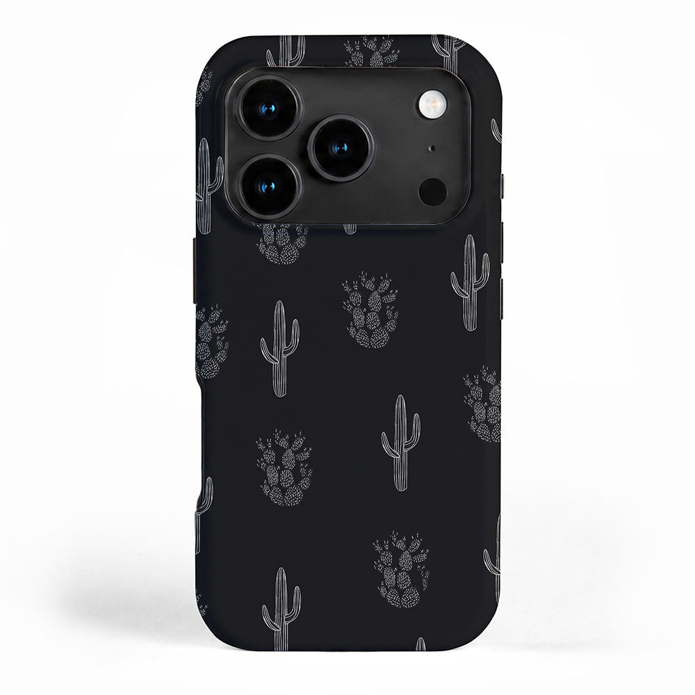 Cactus Pattern Black iPhone Case Gallery Image 1