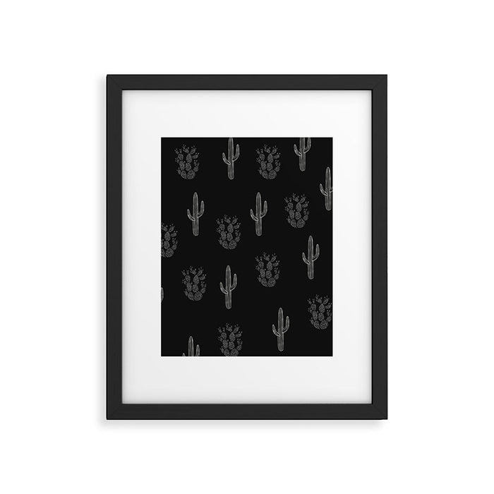 Cactus Pattern Black Framed Art Print Gallery Image 1