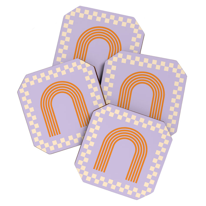 Chess Rainbow Lilac and orange Coaster Gallery Image 1