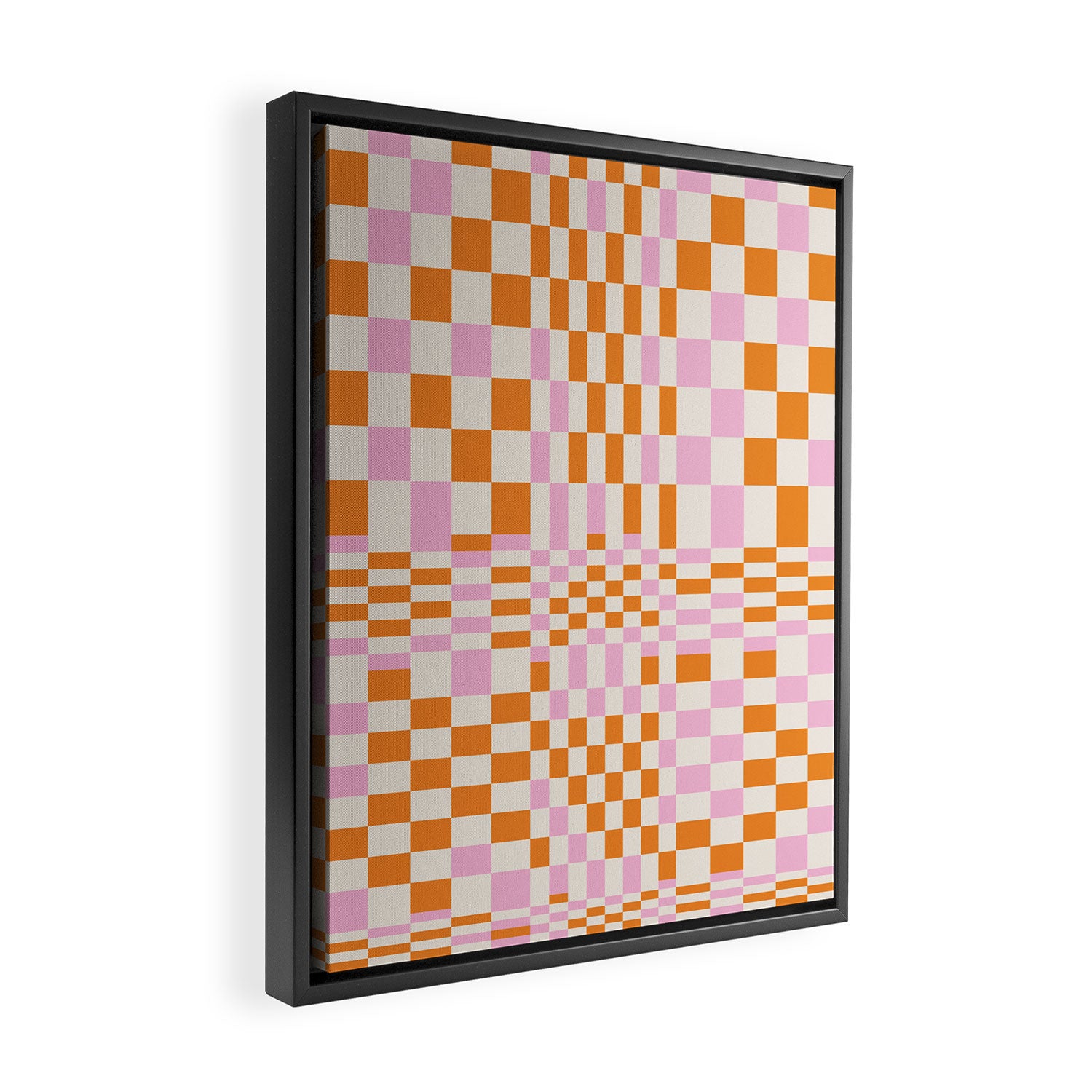 Happy Colorful Checkered Pattern  Framed Canvas Print Gallery Image 2