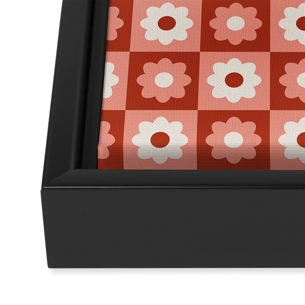 Fall Retro Flower Pattern Framed Canvas Print Gallery Image 3