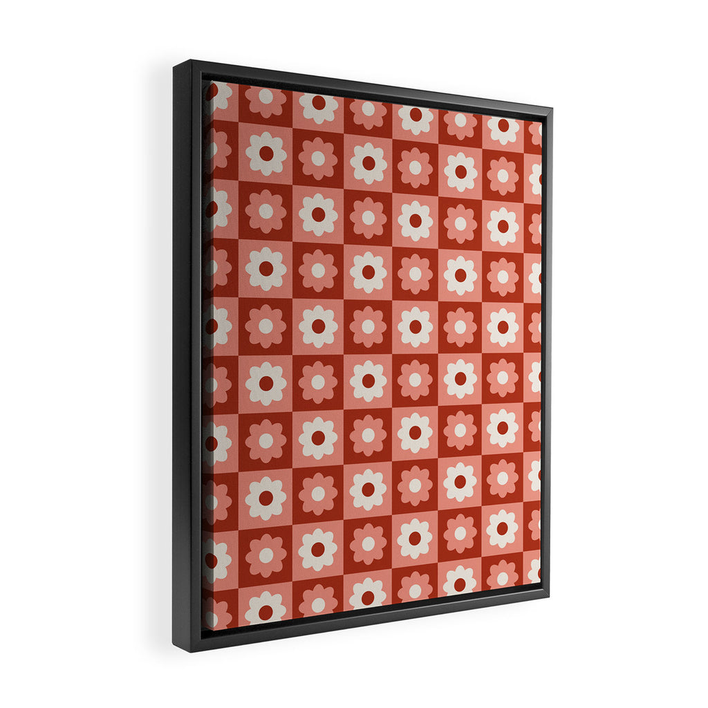 Fall Retro Flower Pattern Framed Canvas Print Gallery Image 2