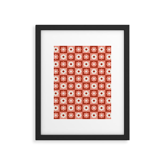 Fall Retro Flower Pattern Framed Art Print Gallery Image 1