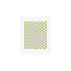 Happy Colorful Checkered Pattern Green and Lilac Art Print Gallery Image 1