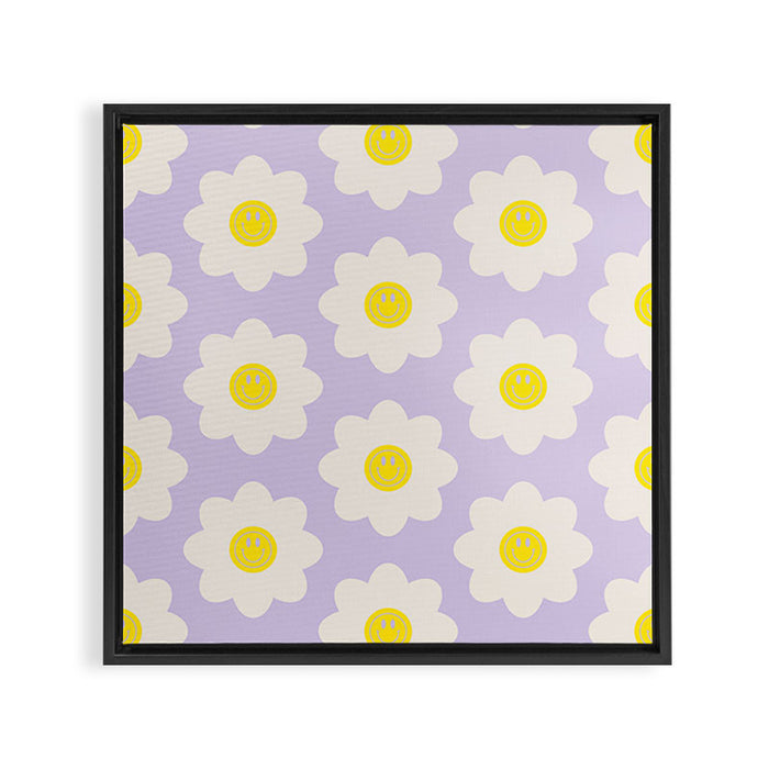 Happy Flower Retro Pattern Framed Canvas Print Gallery Image 1