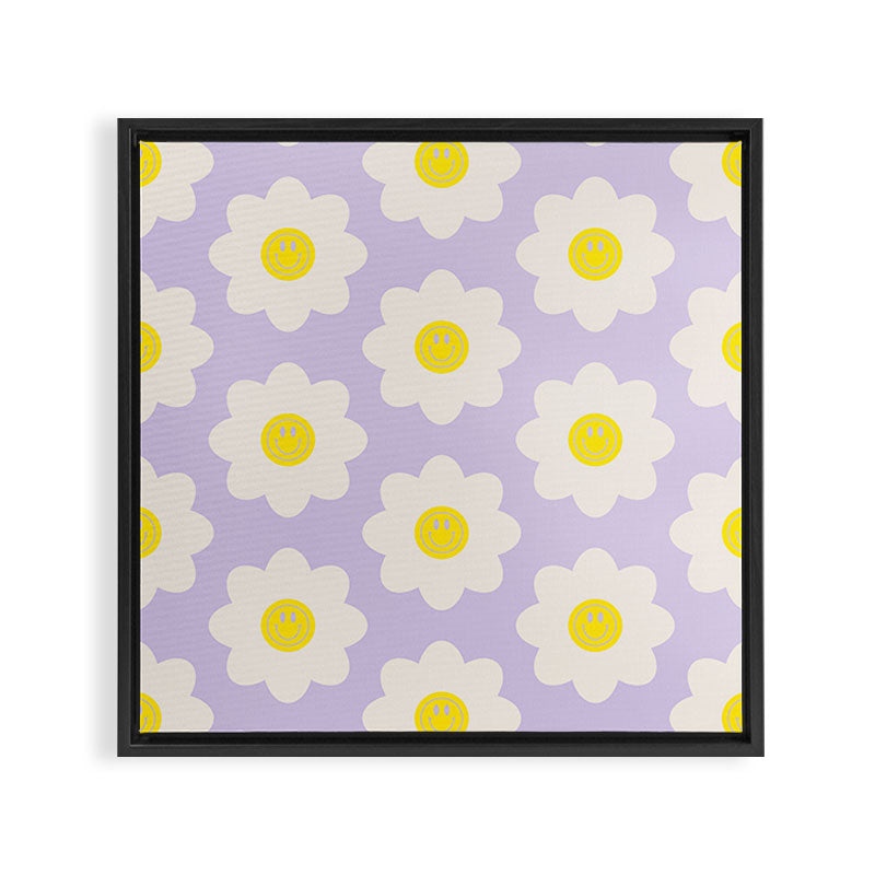 Happy Flower Retro Pattern Framed Canvas Print Gallery Image 3