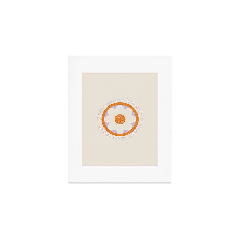 Have a Happy Life Lilac and Orange Art Print Gallery Image 1