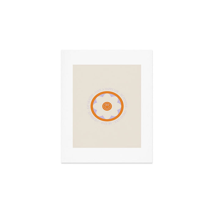 Have a Happy Life Lilac and Orange Art Print Gallery Image 1