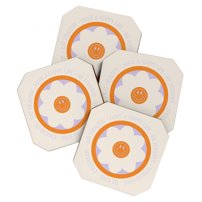 Have a Happy Life Lilac and Orange Coaster Gallery Image 1