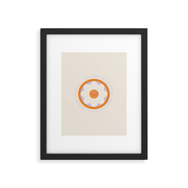 Have a Happy Life Lilac and Orange Framed Art Print Gallery Image 6