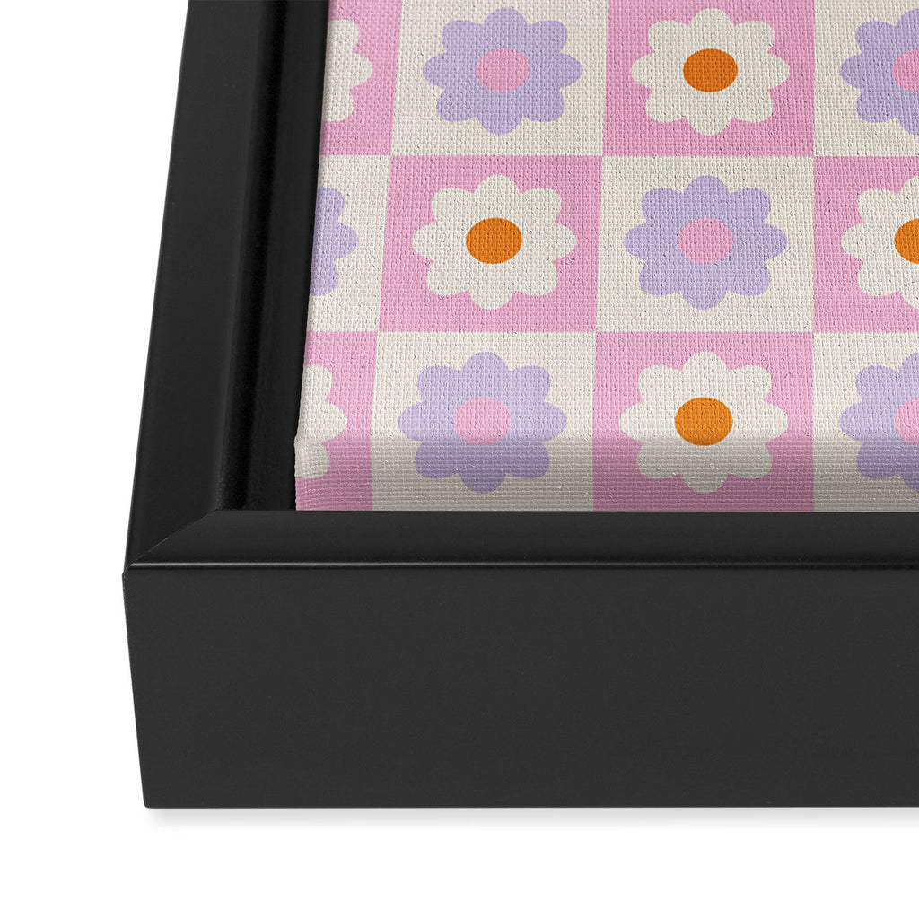 Retro Flower Pattern II Framed Canvas Print Gallery Image 3