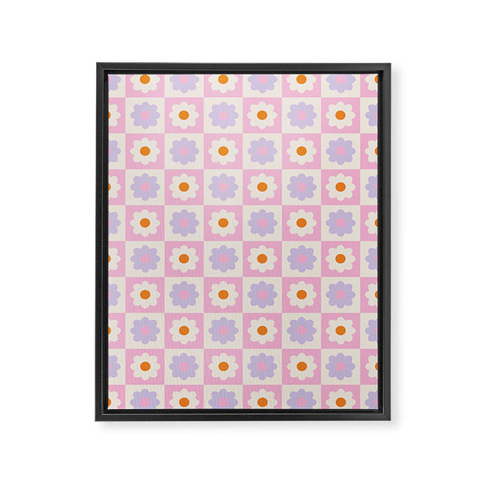 Retro Flower Pattern II Framed Canvas Print Gallery Image 1