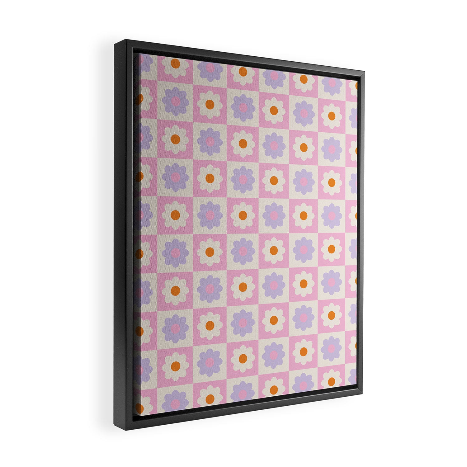 Retro Flower Pattern II Framed Canvas Print Gallery Image 2