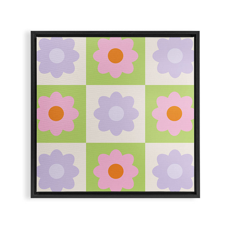 Retro Flower Pattern S Framed Canvas Print Gallery Image 3