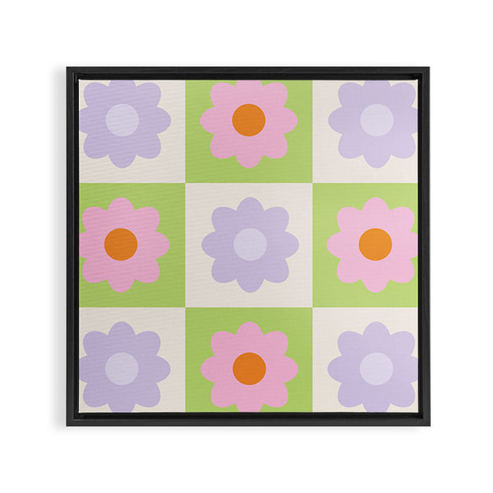Retro Flower Pattern S Framed Canvas Print Gallery Image 1