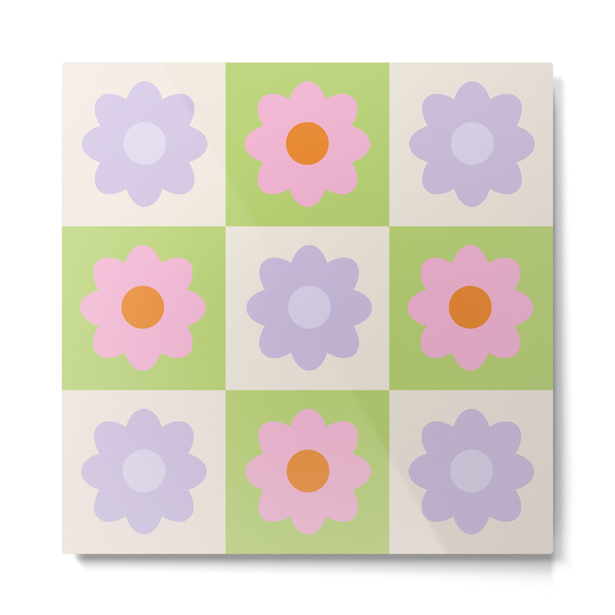 Retro Flower Pattern S Metal Print Gallery Image 2