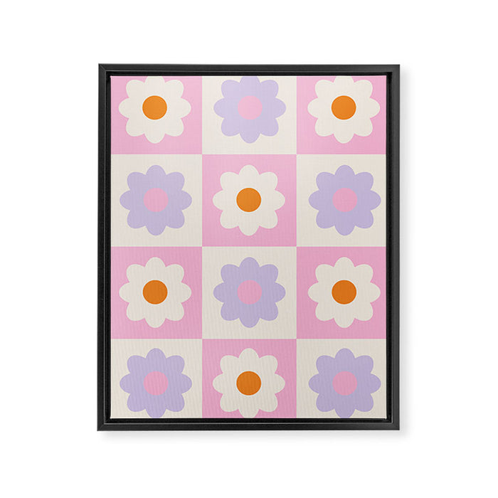 Retro Flower Pattern S Framed Canvas Print Gallery Image 1