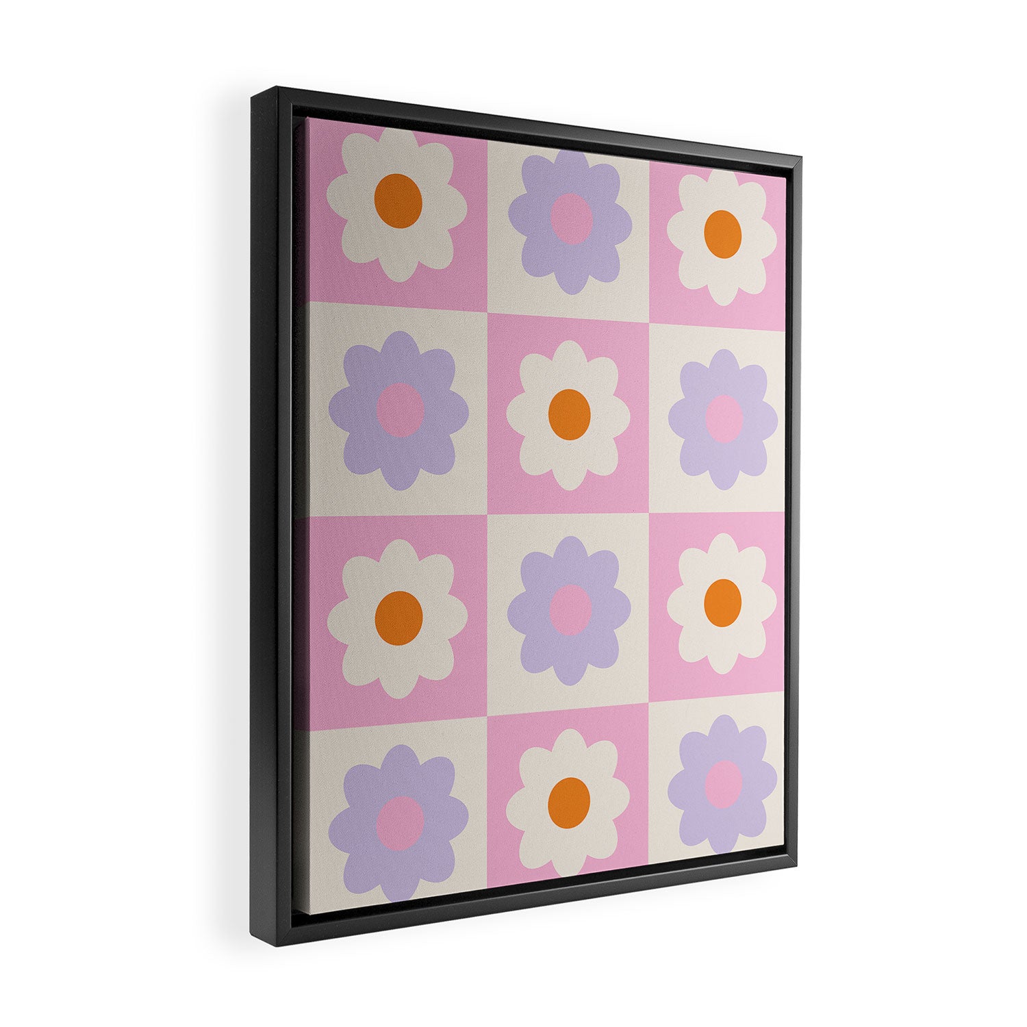 Retro Flower Pattern S Framed Canvas Print Gallery Image 2