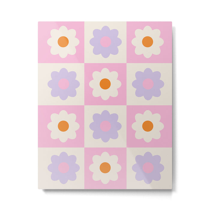 Retro Flower Pattern S Metal Print Gallery Image 1