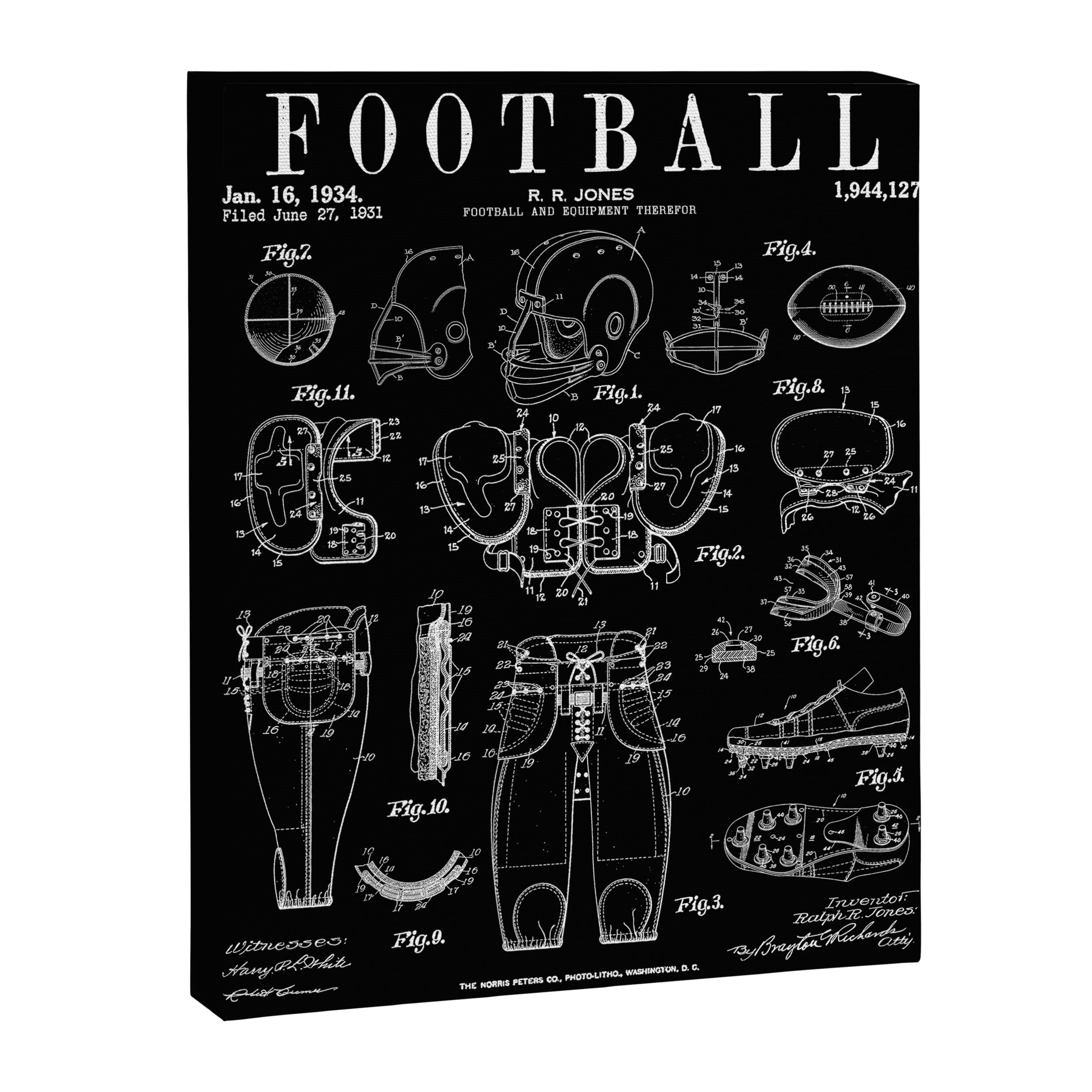 American Football Old Vintage Patent Drawing Print Canvas Print Gallery Image 8