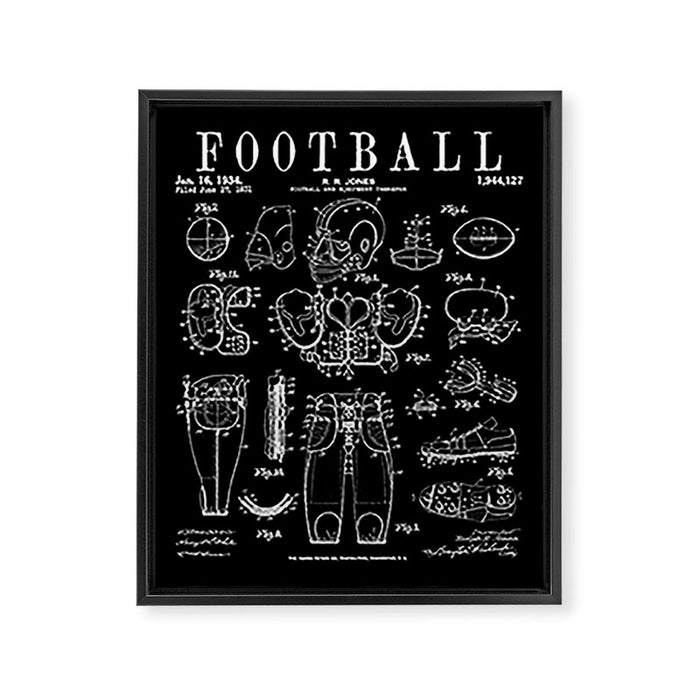 American Football Old Vintage Patent Drawing Print Framed Canvas Print Gallery Image 1