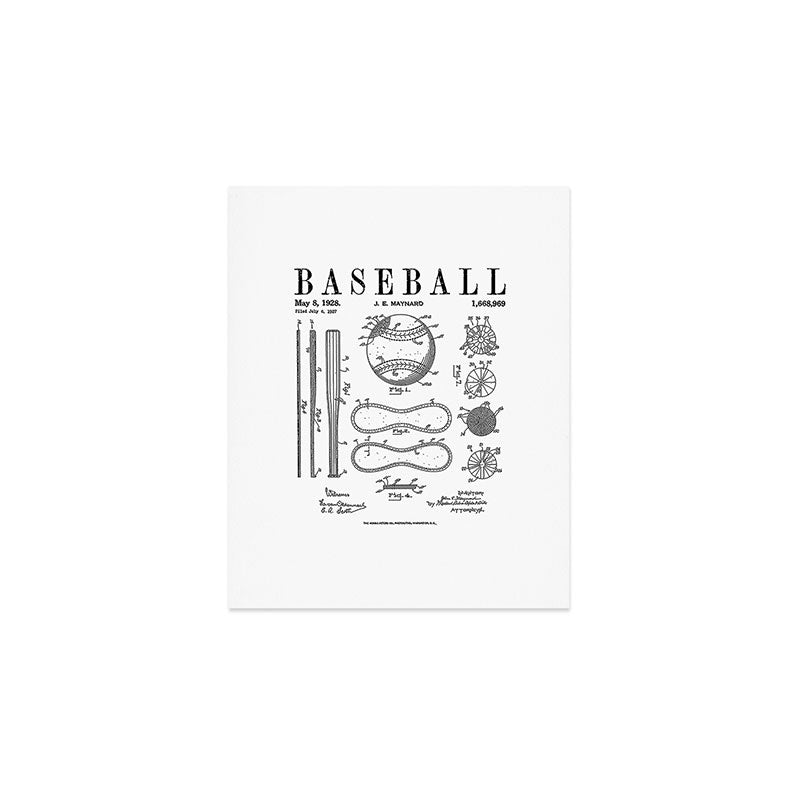 Baseball Bat And Ball Old Vintage Patent Drawing Print Art Print Gallery Image 1