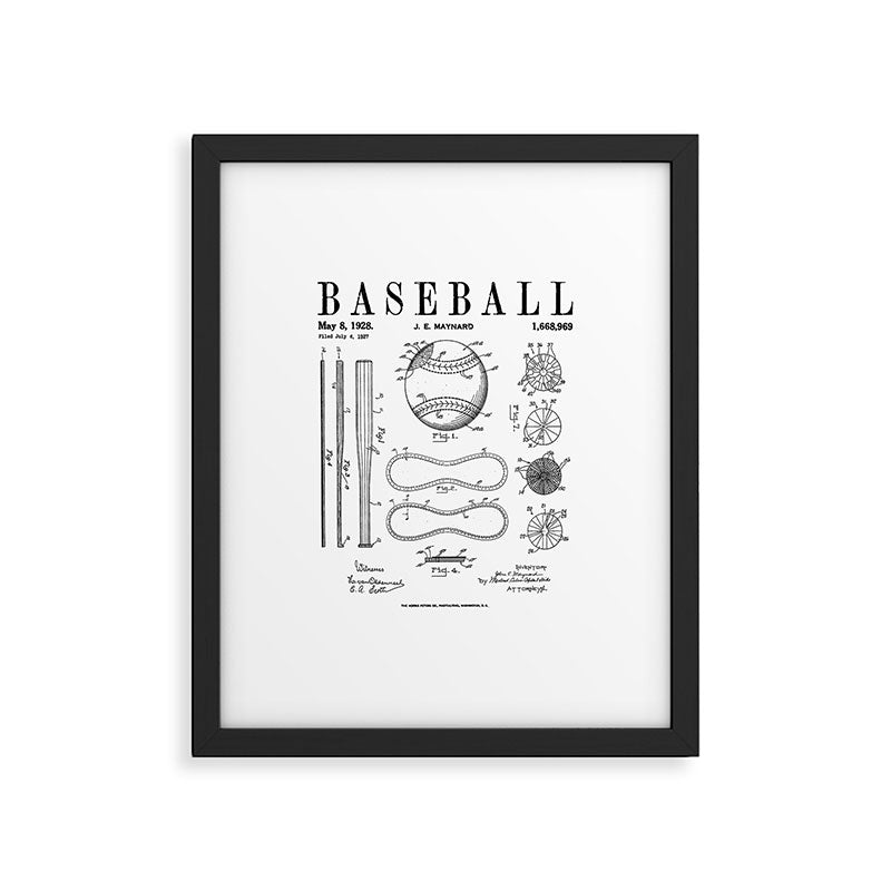 Baseball Bat And Ball Old Vintage Patent Drawing Print Framed Art Print Gallery Image 6