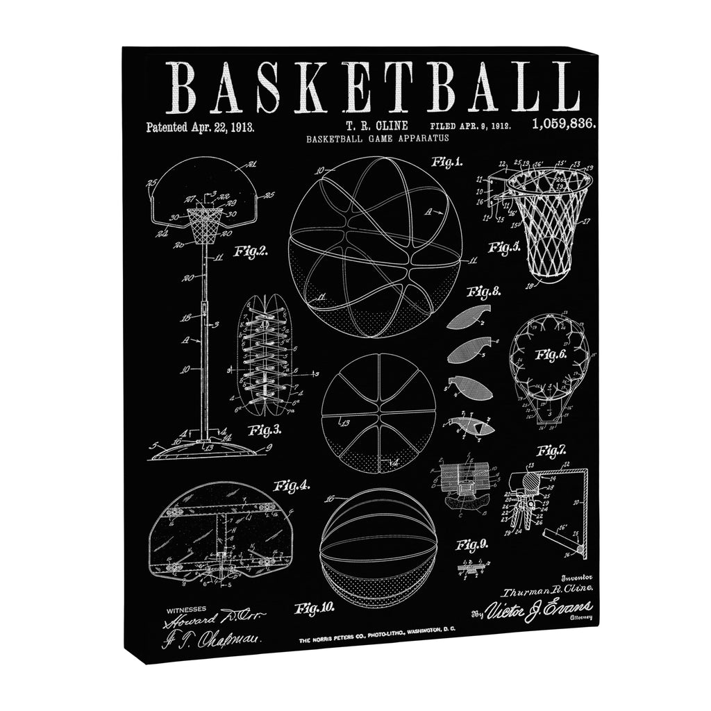 Basketball Old Vintage Patent Drawing Print Canvas Print Gallery Image 8