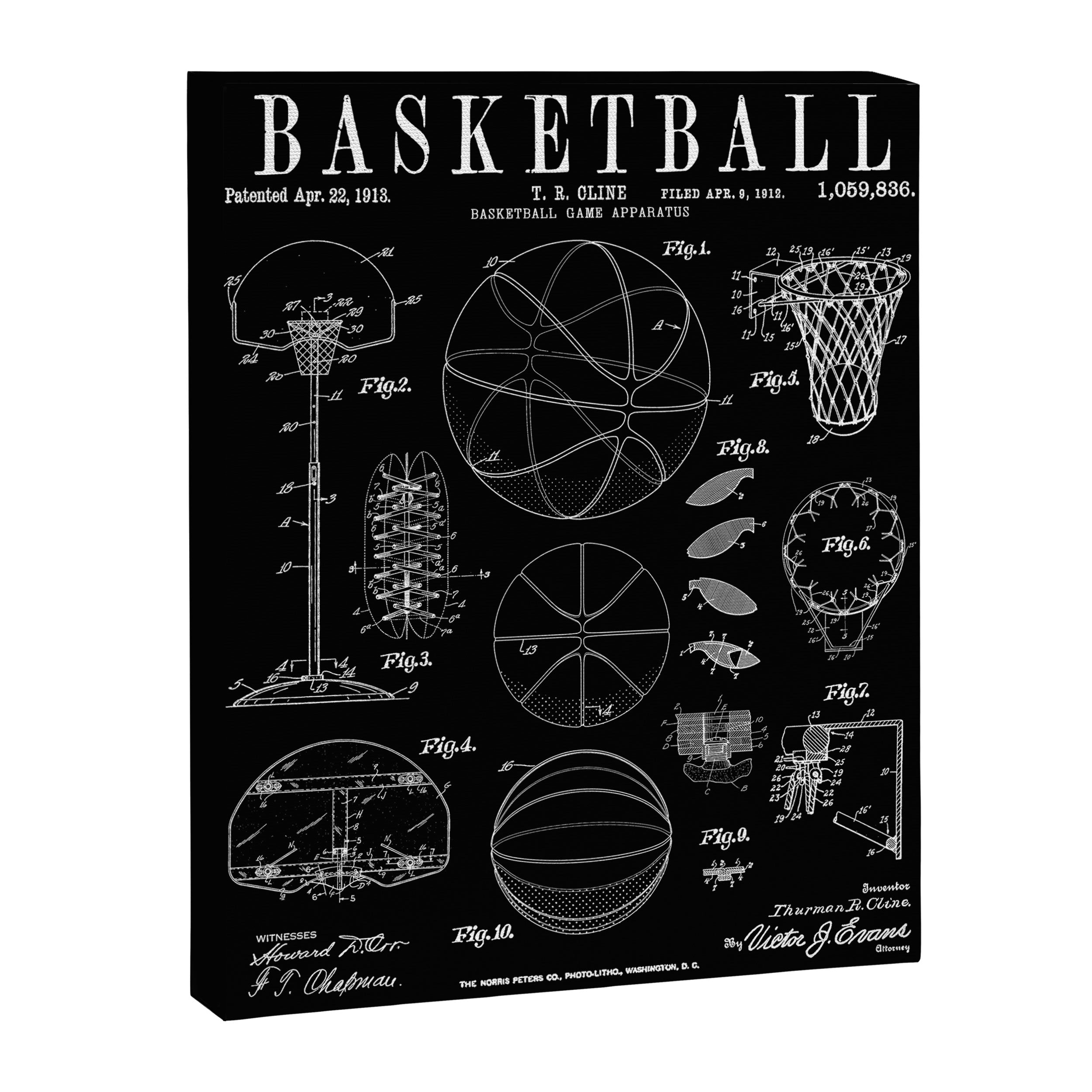 Basketball Old Vintage Patent Drawing Print Canvas Print Gallery Image 8