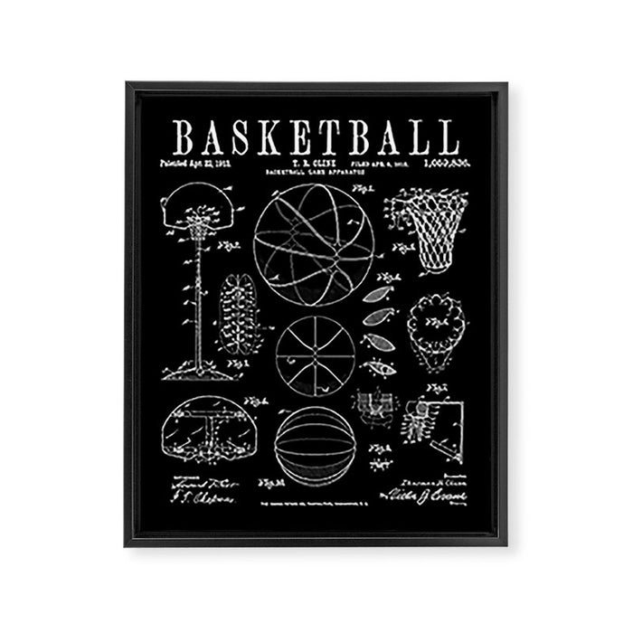Basketball Old Vintage Patent Drawing Print Framed Canvas Print Gallery Image 1