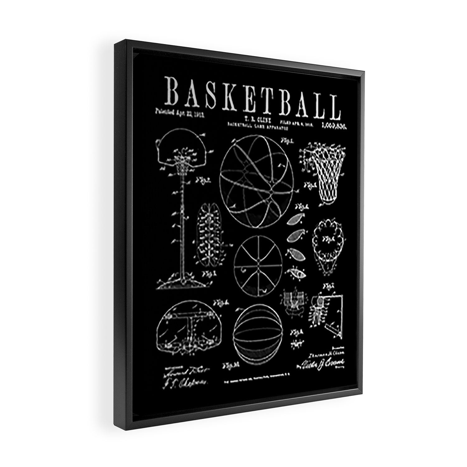 Basketball Old Vintage Patent Drawing Print Framed Canvas Print Gallery Image 2