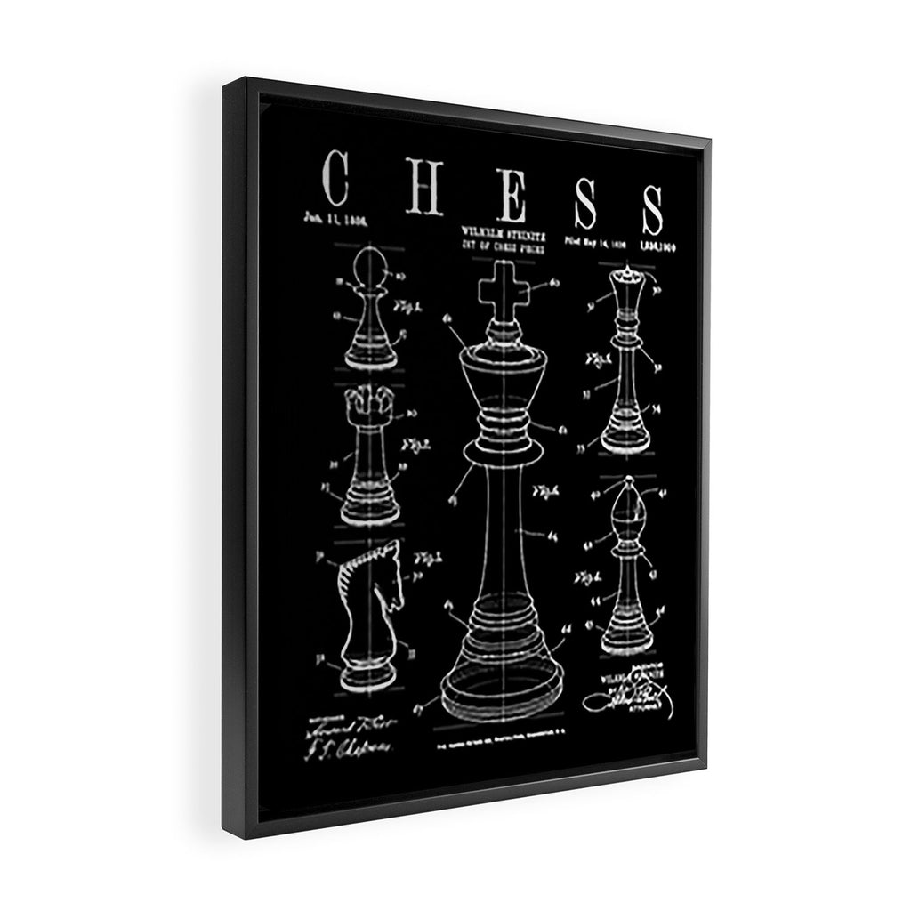 Chess King And Pieces Old Vintage Patent Drawing Print Framed Canvas Print Gallery Image 2