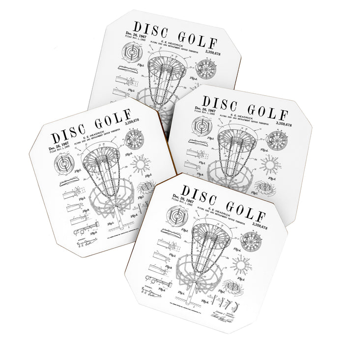 Disc Golf Frolf Frisbee Basket Vintage Patent Drawing Print Coaster Gallery Image 1
