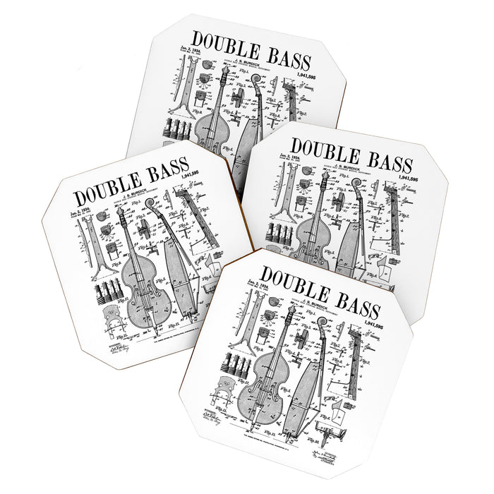 Double Bass Player Bassist Musical Instrument Vintage Patent Coaster Gallery Image 1