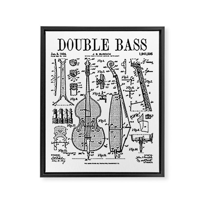 Double Bass Player Bassist Musical Instrument Vintage Patent Framed Canvas Print Gallery Image 8